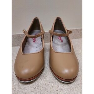 Capezio tap Dance Shoes RN#63356 Size 8M Beige Leather Recital